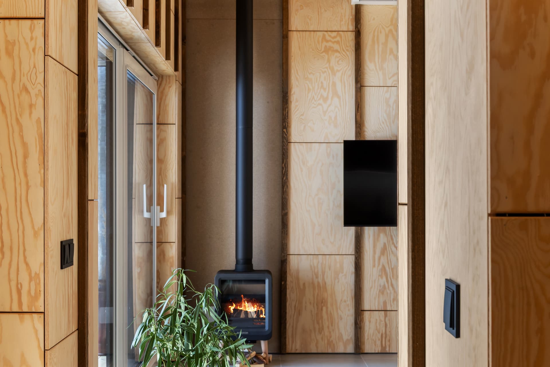 Living room with fireplace